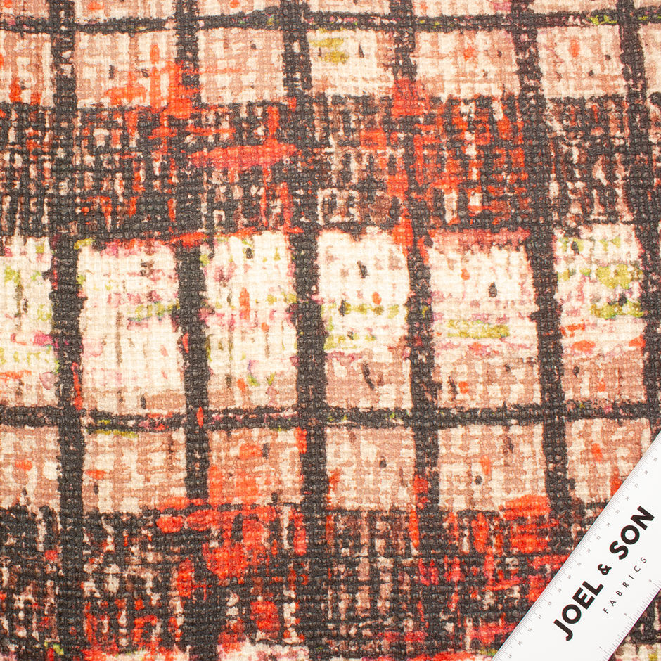 Black & Pink Check Printed Bouclé