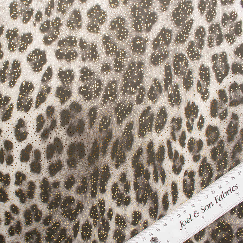 Grey Animal Print Laminated Luxury Cotton