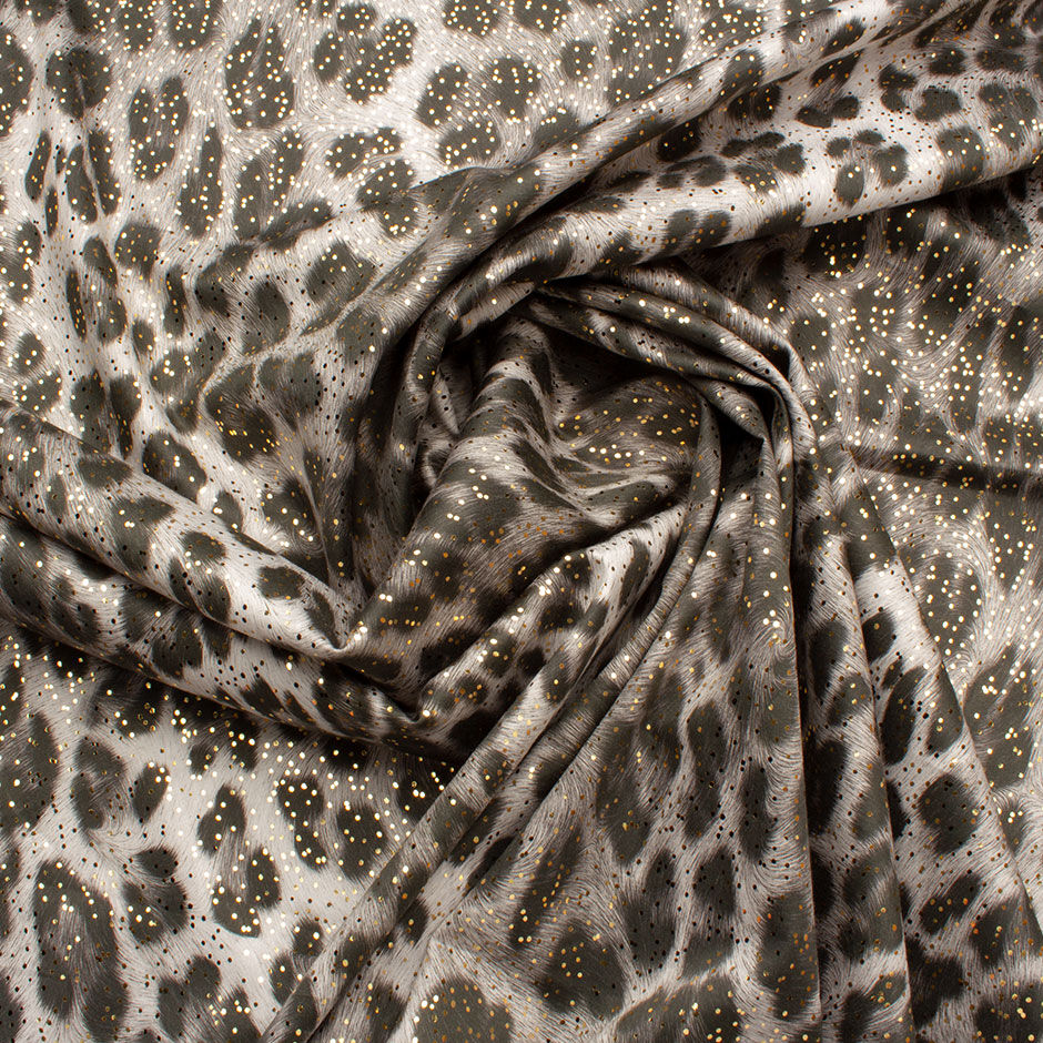 Grey Animal Print Laminated Luxury Cotton