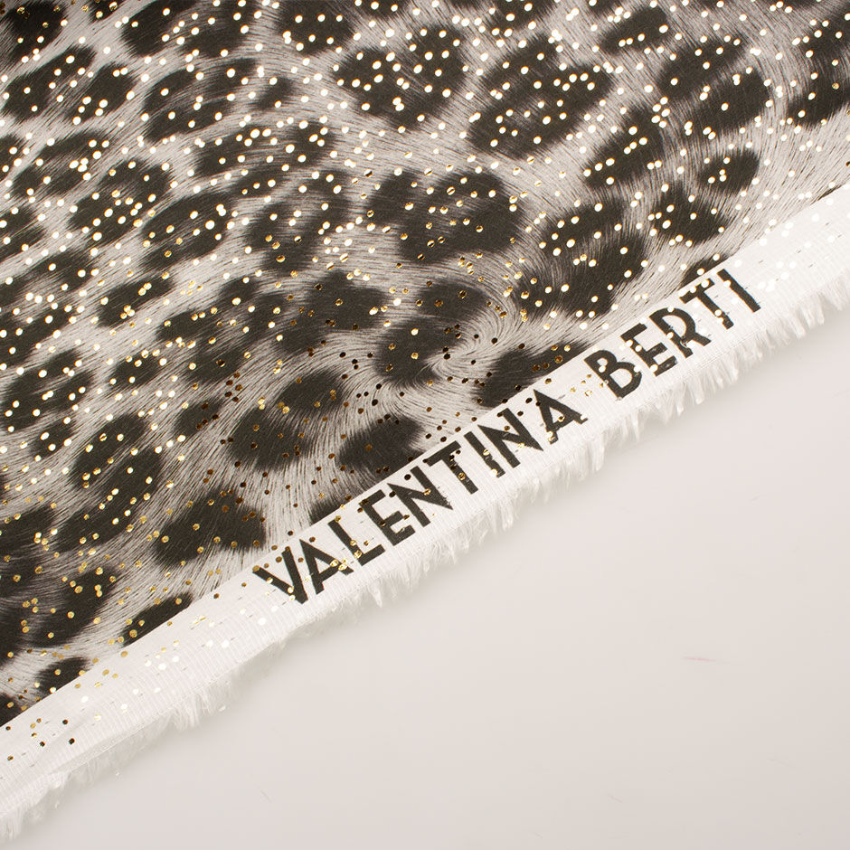 Grey Animal Print Laminated Luxury Cotton