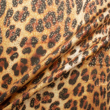 Rich Brown Animal Print Gold Laminated Luxury Cotton