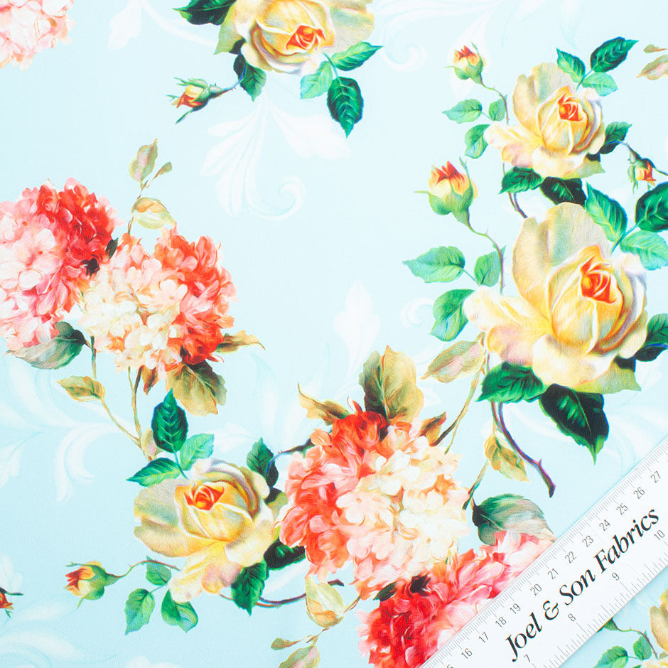 Multi Floral Printed Blue Pure Organic Corn