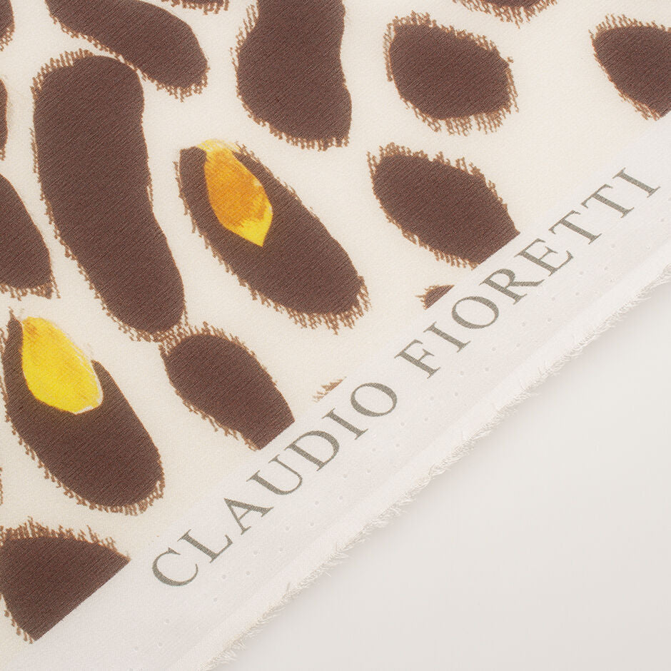 Brown & Cream Animal Printed Silk Georgette