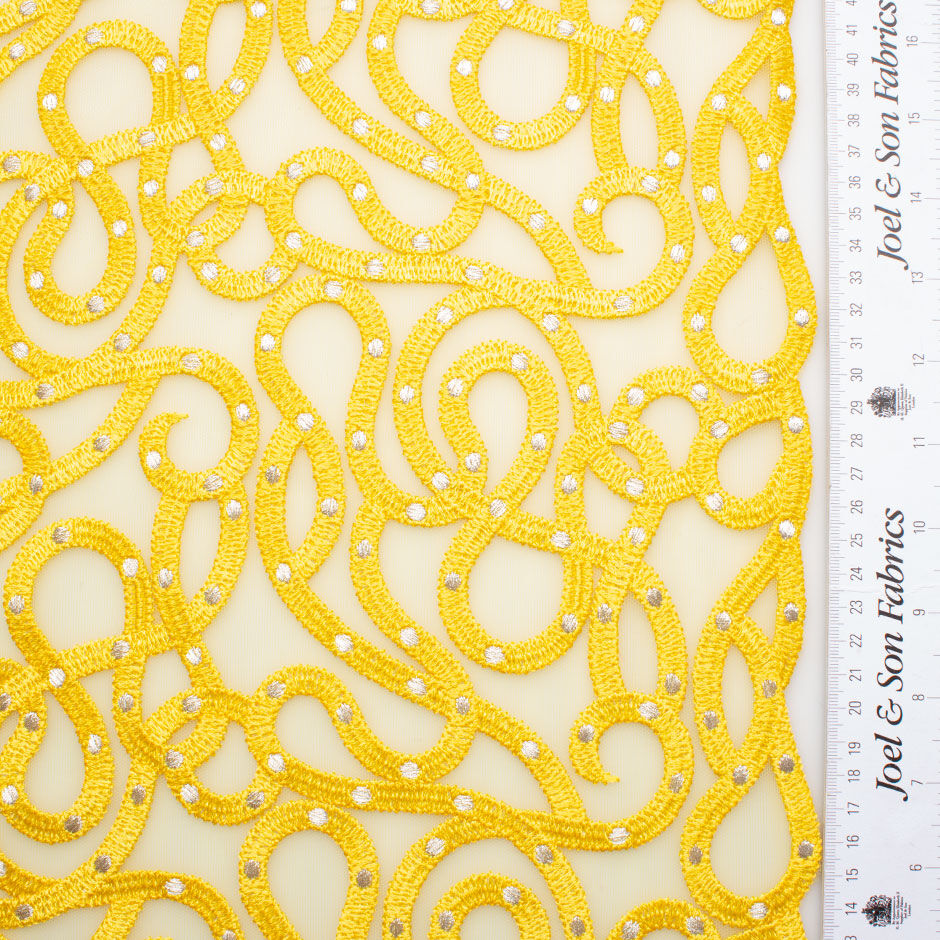 Canary Yellow Embroidered Tulle