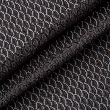 Black 'Fish Scale' Embroidered Tulle