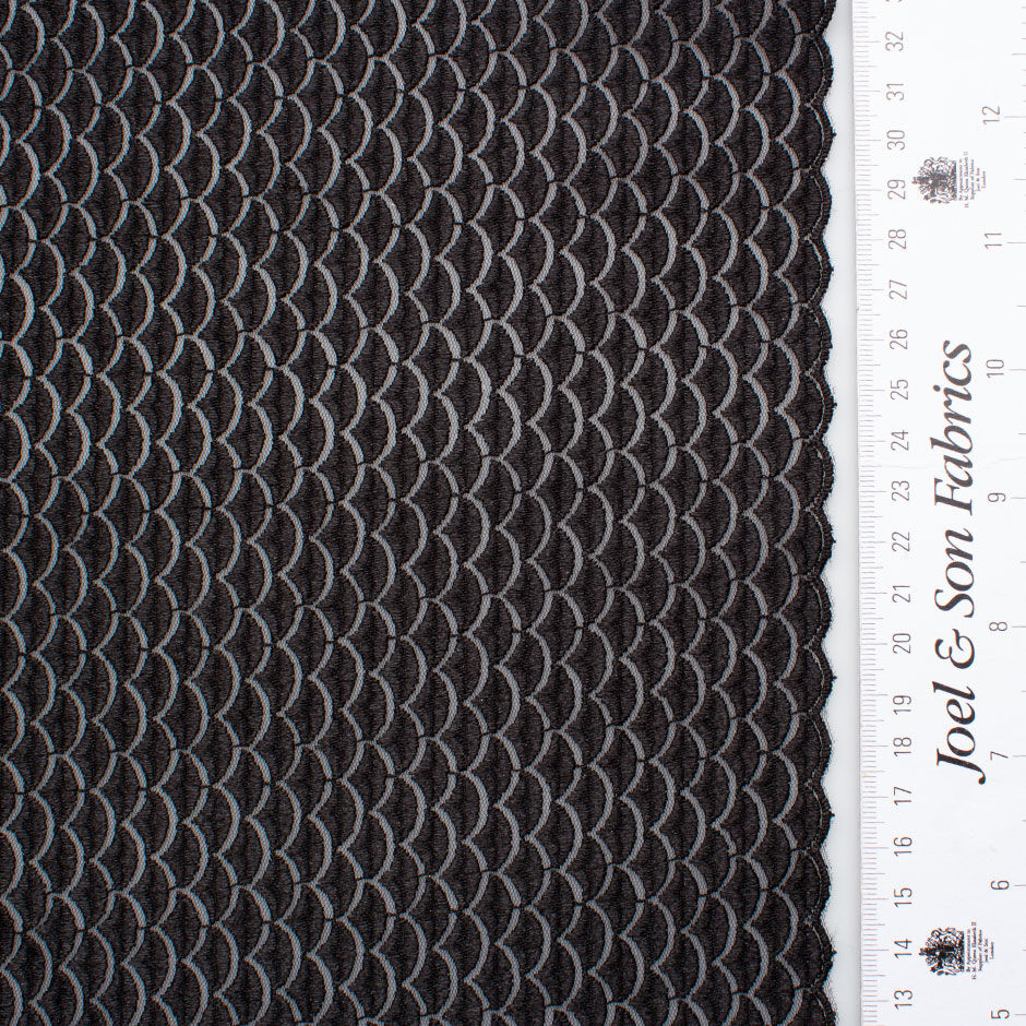 Black 'Fish Scale' Embroidered Tulle