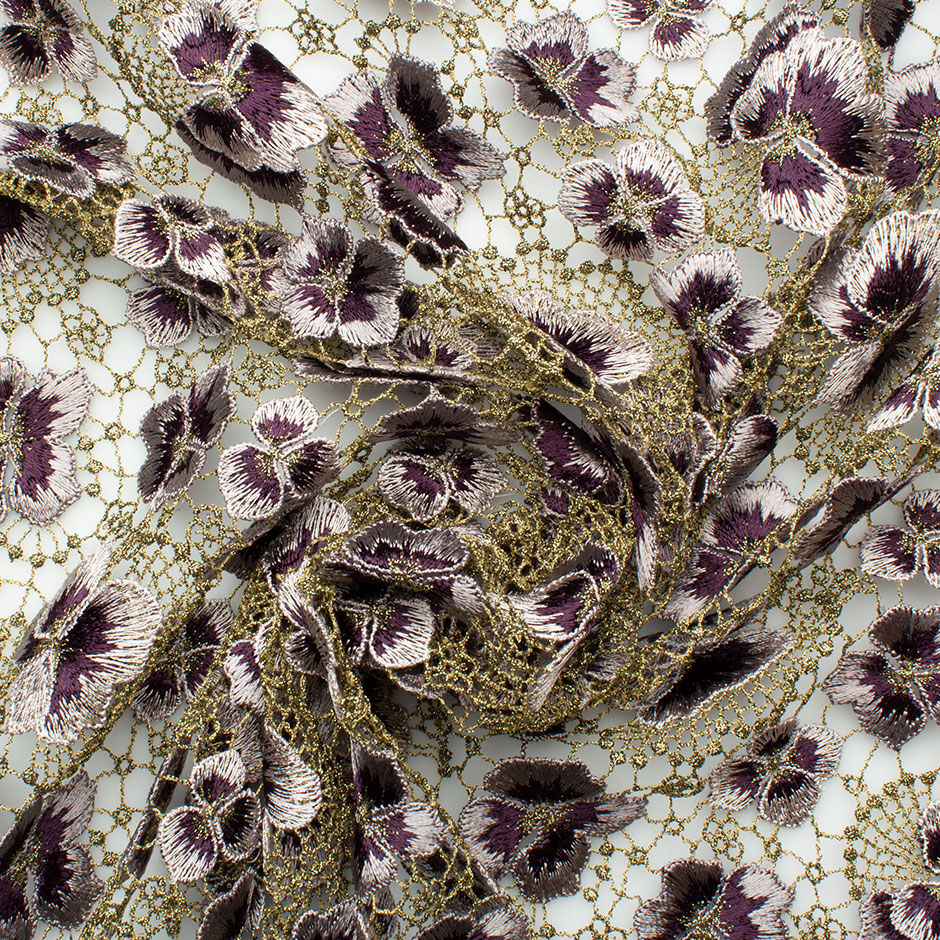 Purple Shaded Floral Guipure Lace