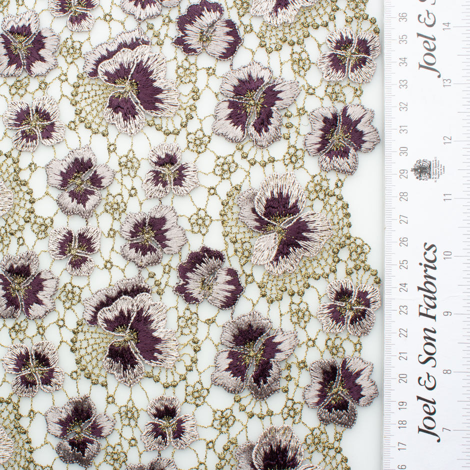 Purple Shaded Floral Guipure Lace