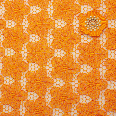 Orange Embroidered Tulle