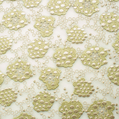 Pale Green & Silver Floral Embroidered Tulle