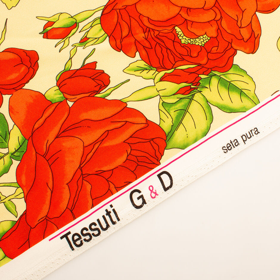 Bold Red Floral Printed Silk Crêpe