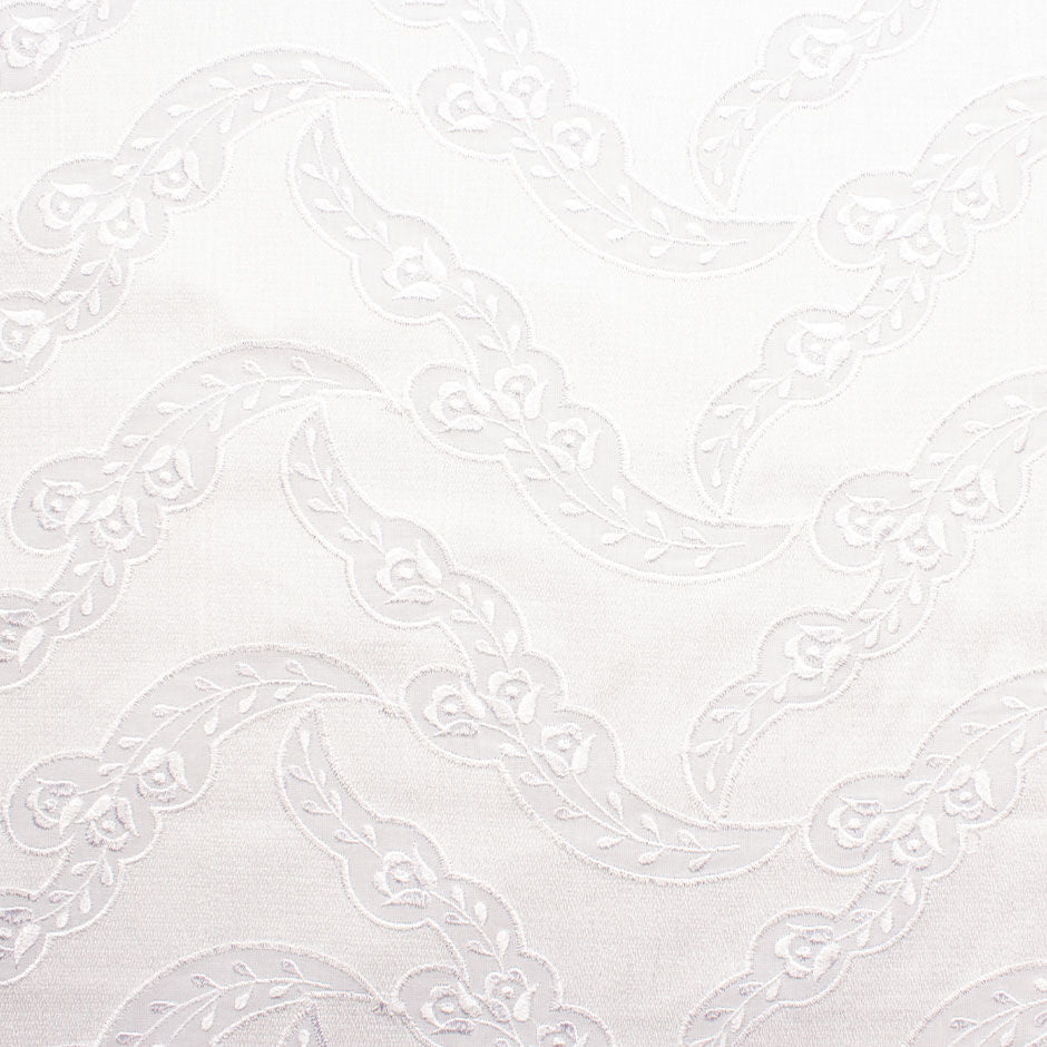 Heavy Embroidered White Swiss Cotton Voile