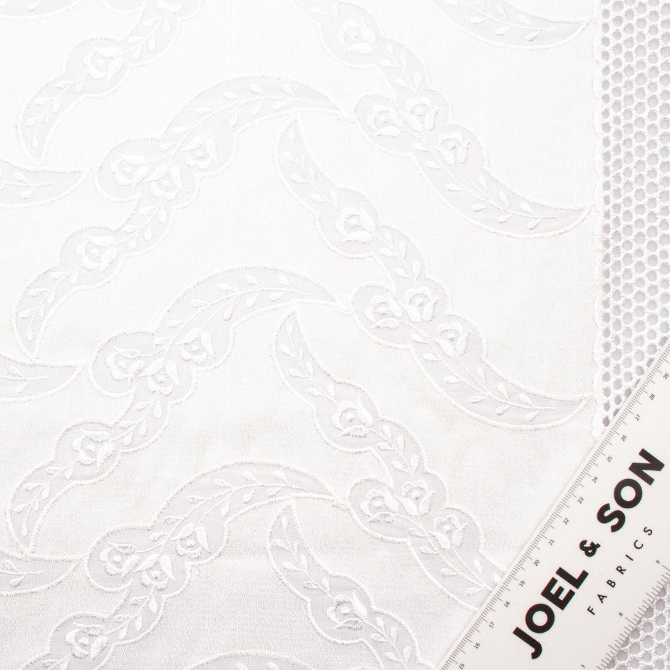 Heavy Embroidered White Swiss Cotton Voile