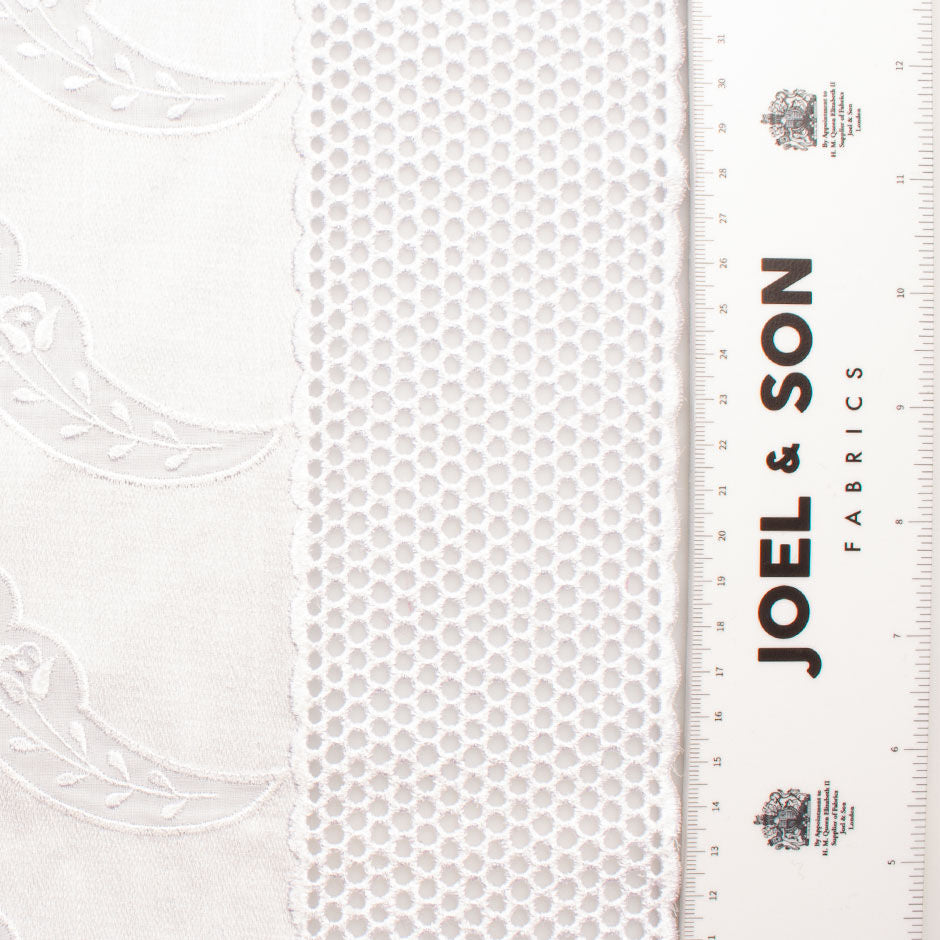 Heavy Embroidered White Swiss Cotton Voile