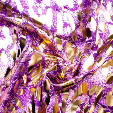 Purple Snake Printed Laminated Silk