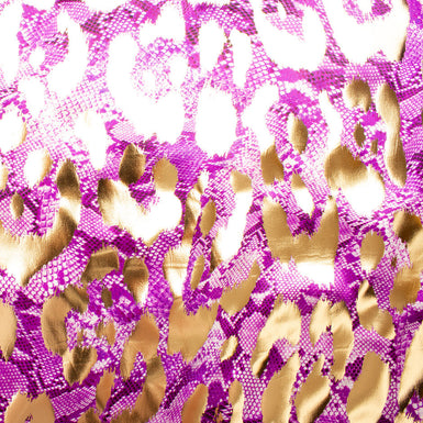 Violet Animal Printed Laminated Silk