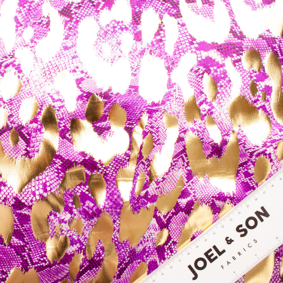 Violet Animal Printed Laminated Silk