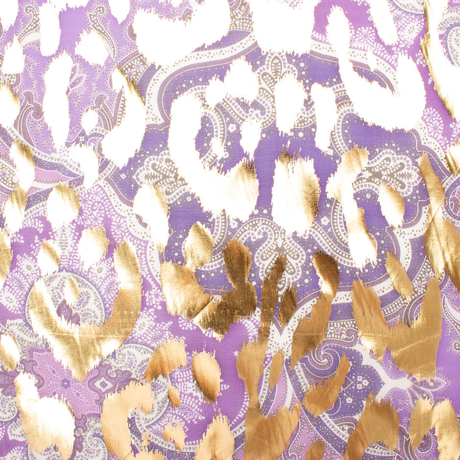 Purple Shaded Paisley Laminated Silk