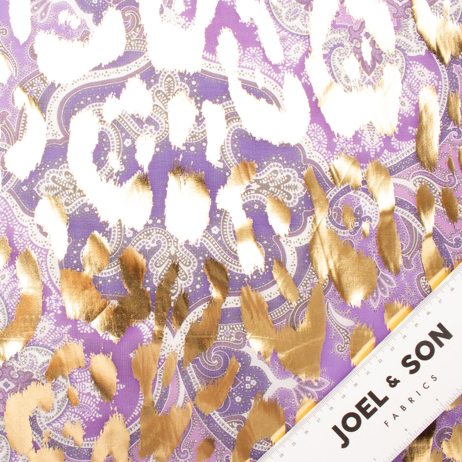 Purple Shaded Paisley Laminated Silk