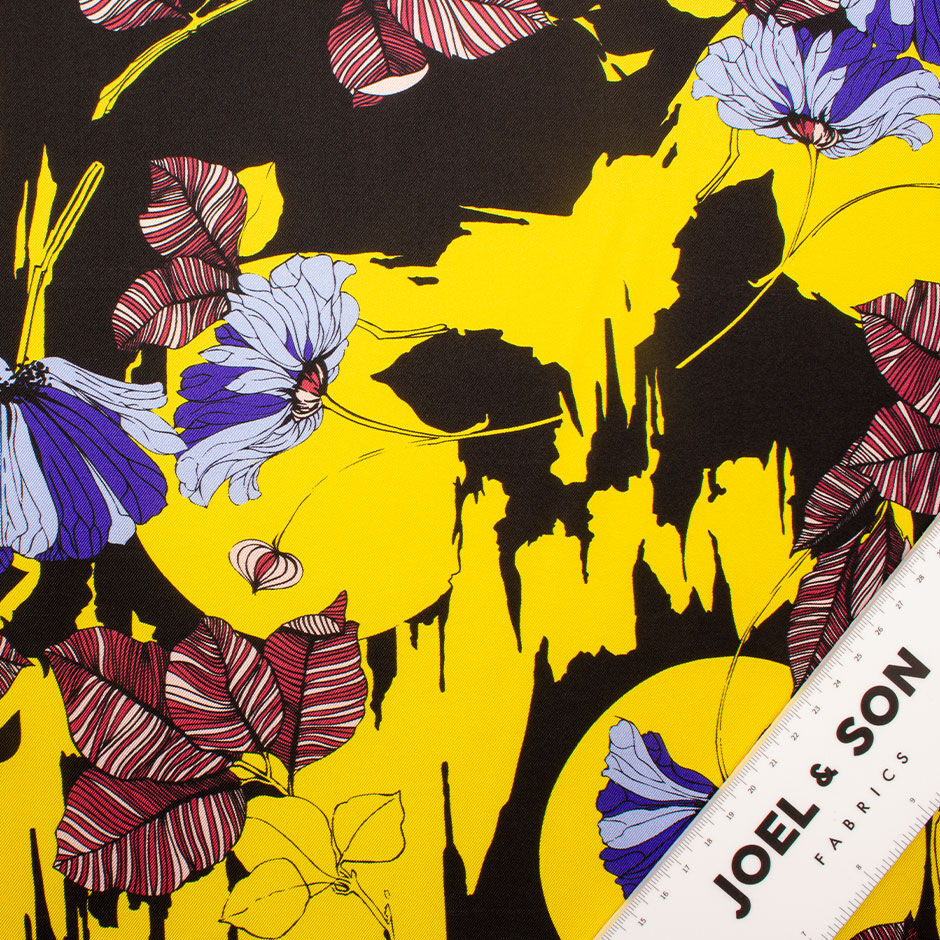 Blue & Pink Floral Printed Silk Twill (A 3.15m Piece)