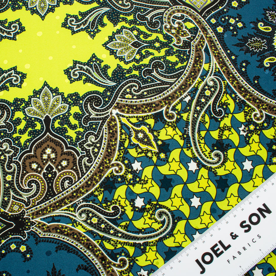 Ink, Green & Brown Printed Silk Jacquard