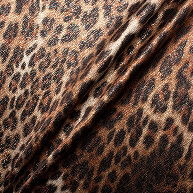 Black & Brown Metallic Animal Silk Blend Fabric