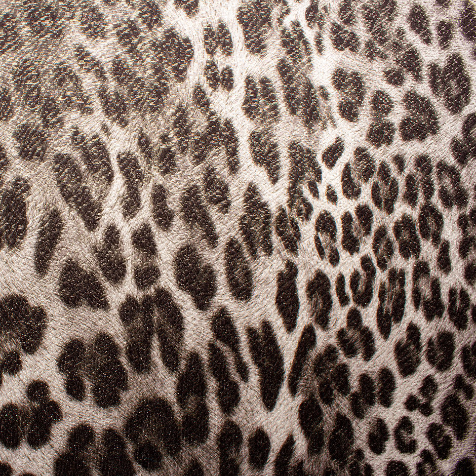 Grey & Black Metallic Animal Print Silk Blend