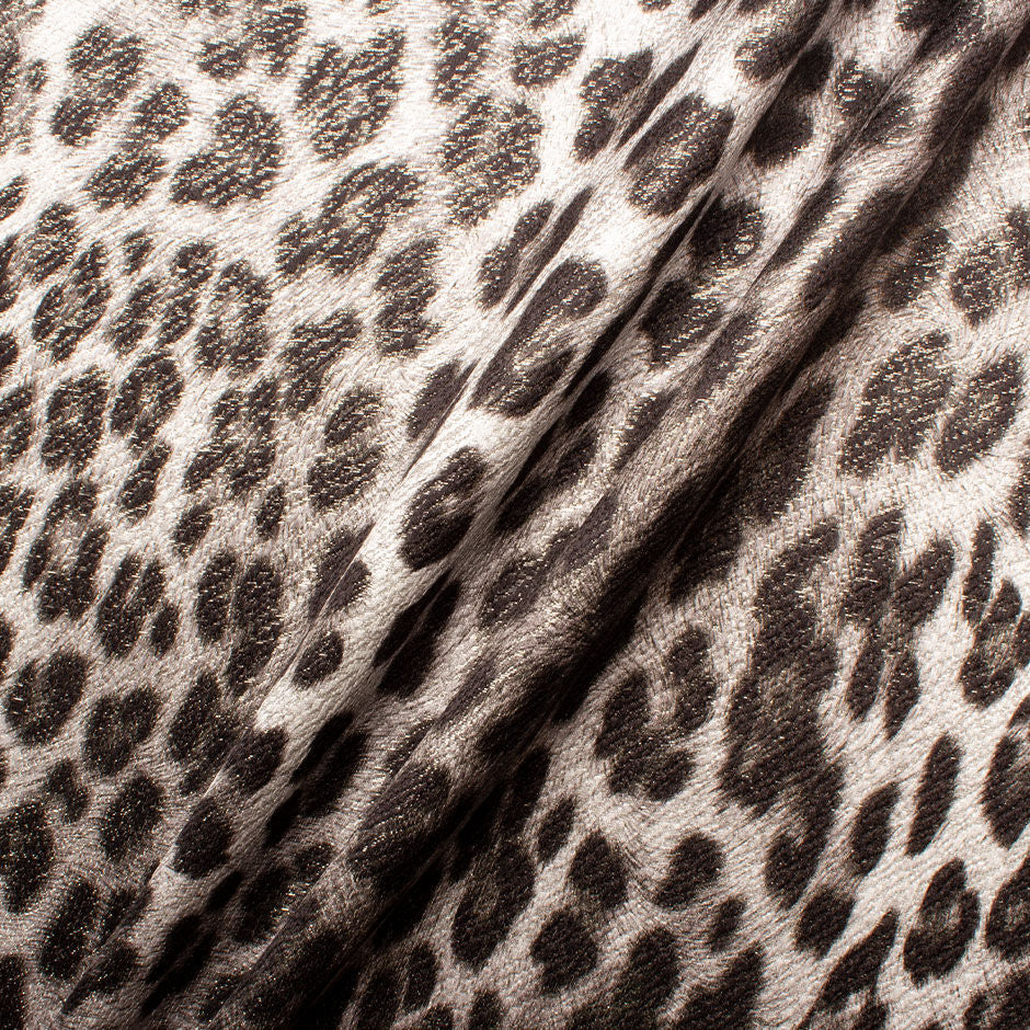 Grey & Black Metallic Animal Print Silk Blend