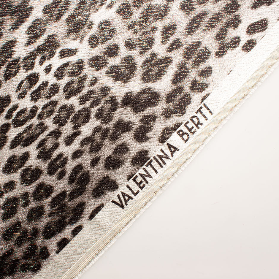 Grey & Black Metallic Animal Print Silk Blend