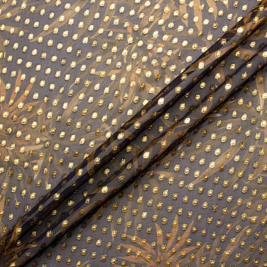 Gold Lurex Spotted Ungaro Pure Silk Georgette