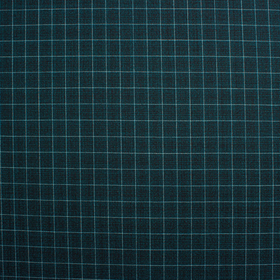 Dark Teal Graph Checkered Pure Wool Suiting