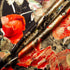 Red Rose Printed Metallic Black Silk Satin