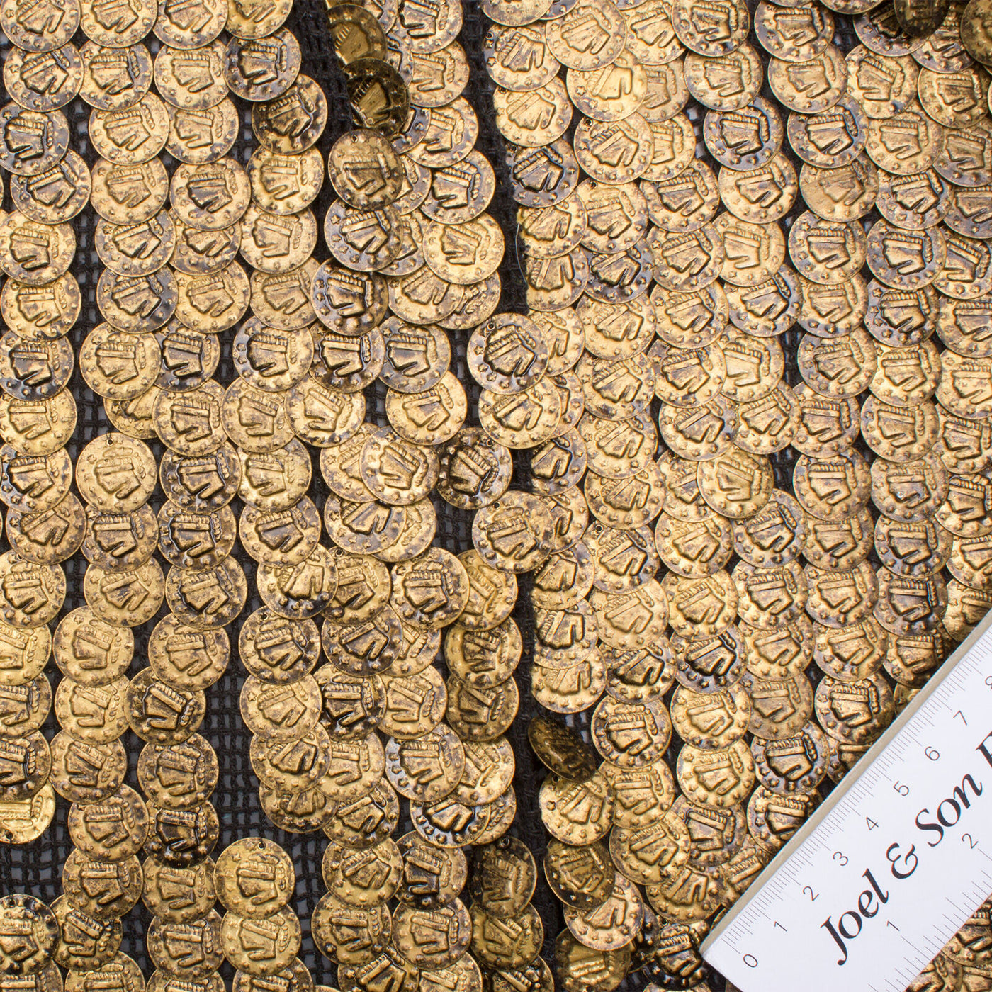 Gold Large Coin Appliqué on Mesh