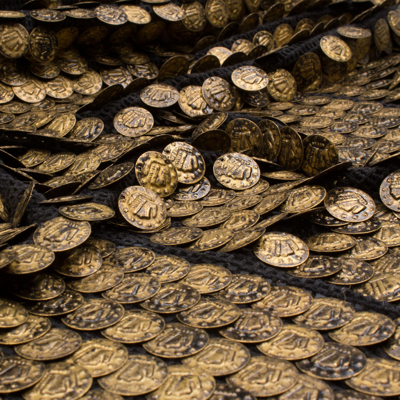 Gold Large Coin Appliqué on Mesh