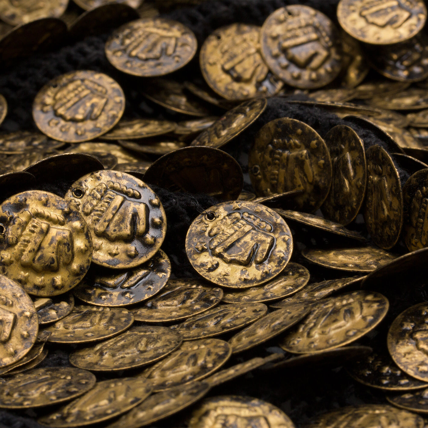 Gold Large Coin Appliqué on Mesh