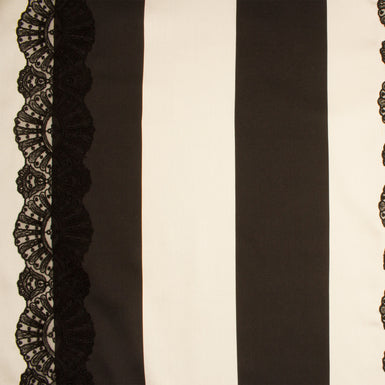 Ivory/Black Stripe Silk Mikado