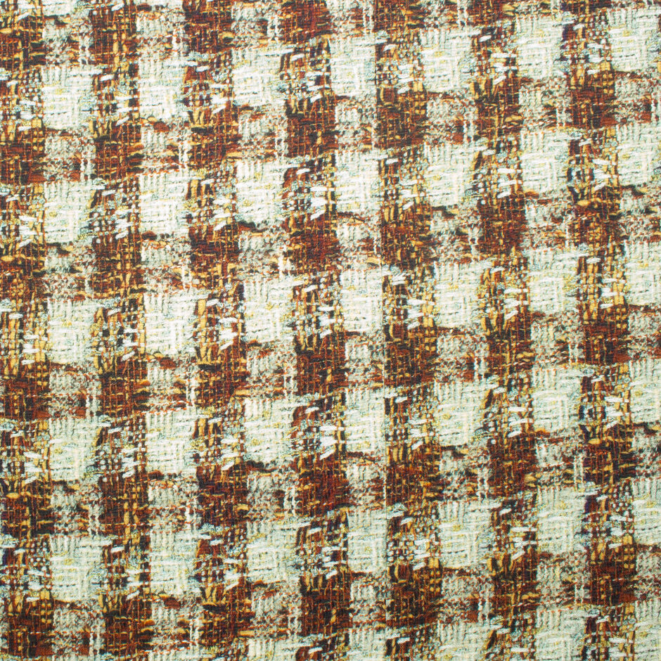 Bordeaux & Pale Green Bouclé Printed Silk Faille