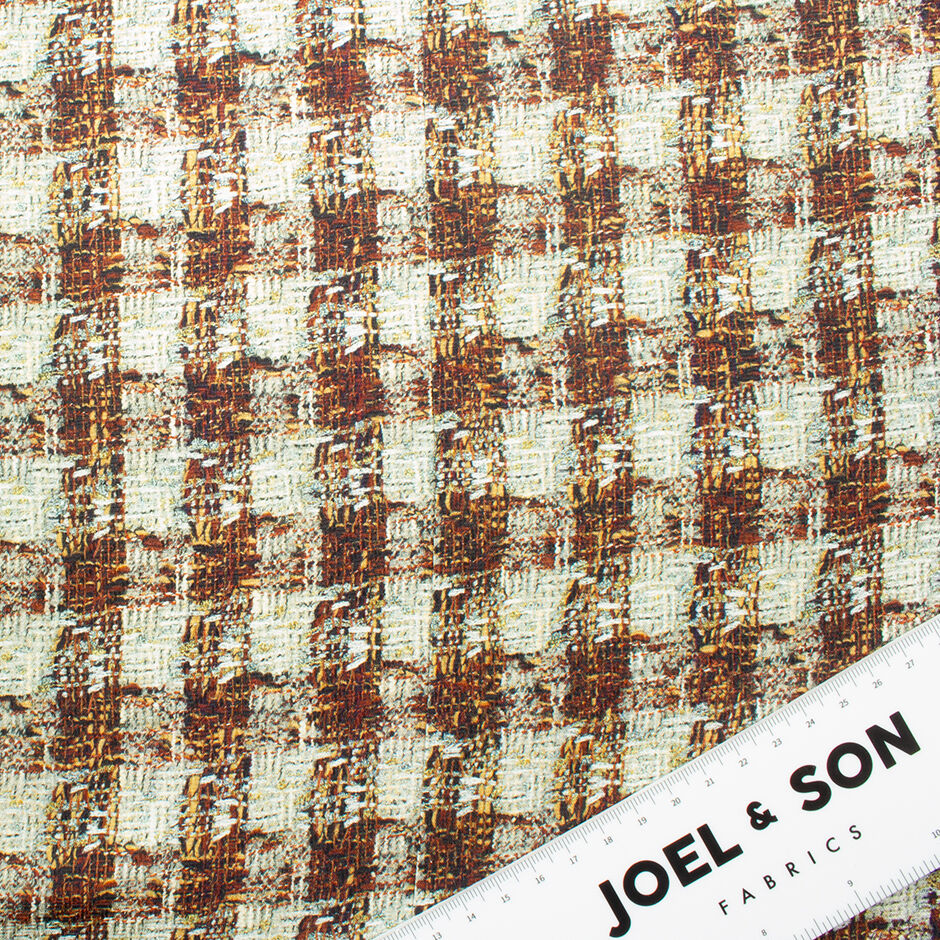 Bordeaux & Pale Green Bouclé Printed Silk Faille