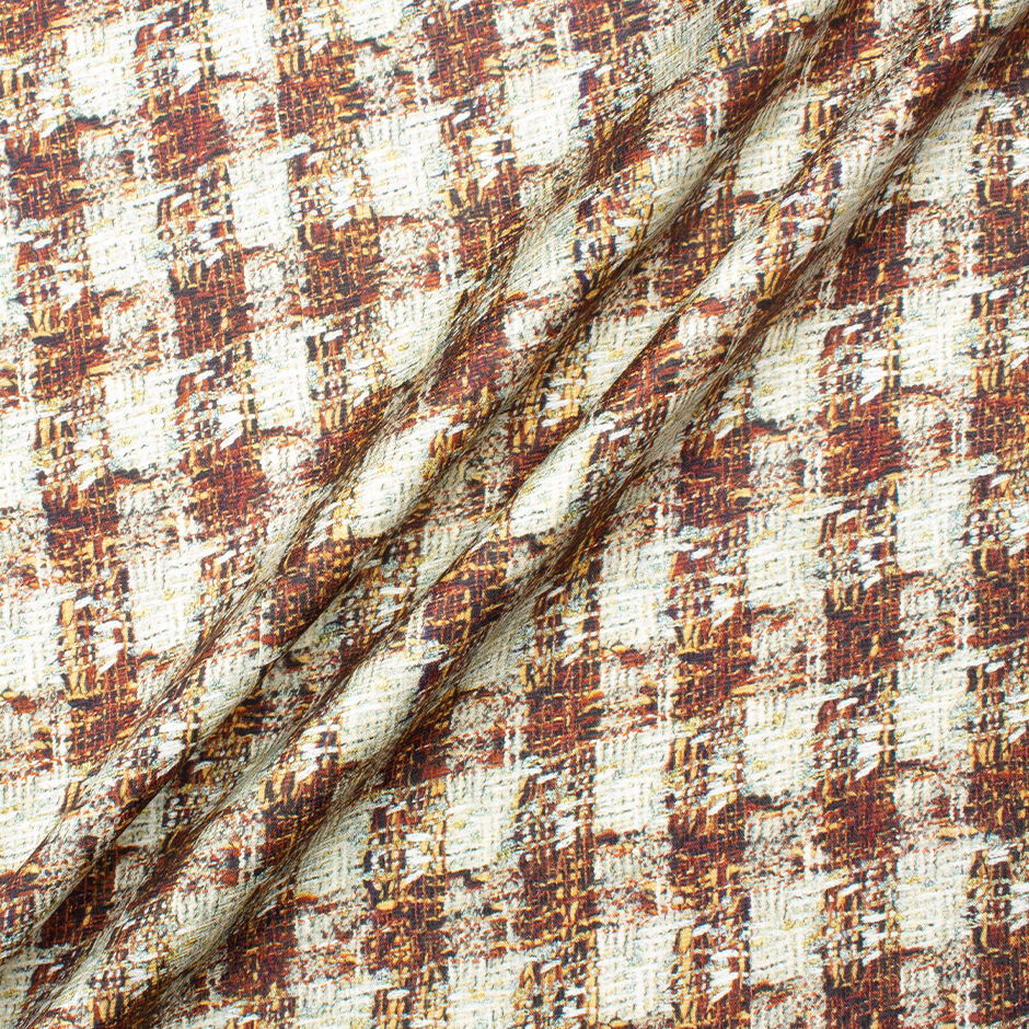 Bordeaux & Pale Green Bouclé Printed Silk Faille