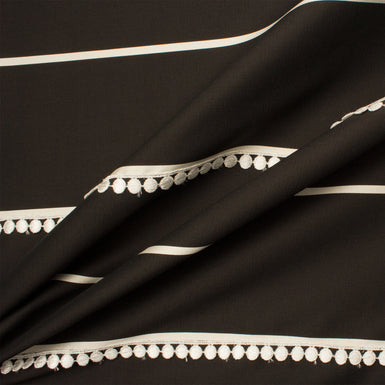 Ivory/Black Stripe Silk Mikado