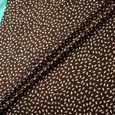 Turquoise Anchor Printed Brown Pure Silk Twill