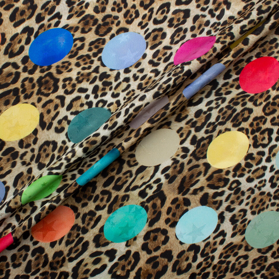 Rainbow Spotted Animal Print Silk Jacquard