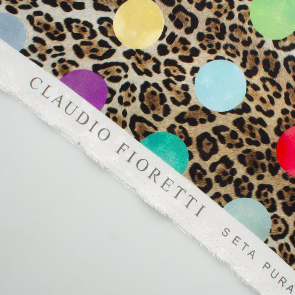 Rainbow Spotted Animal Print Silk Jacquard