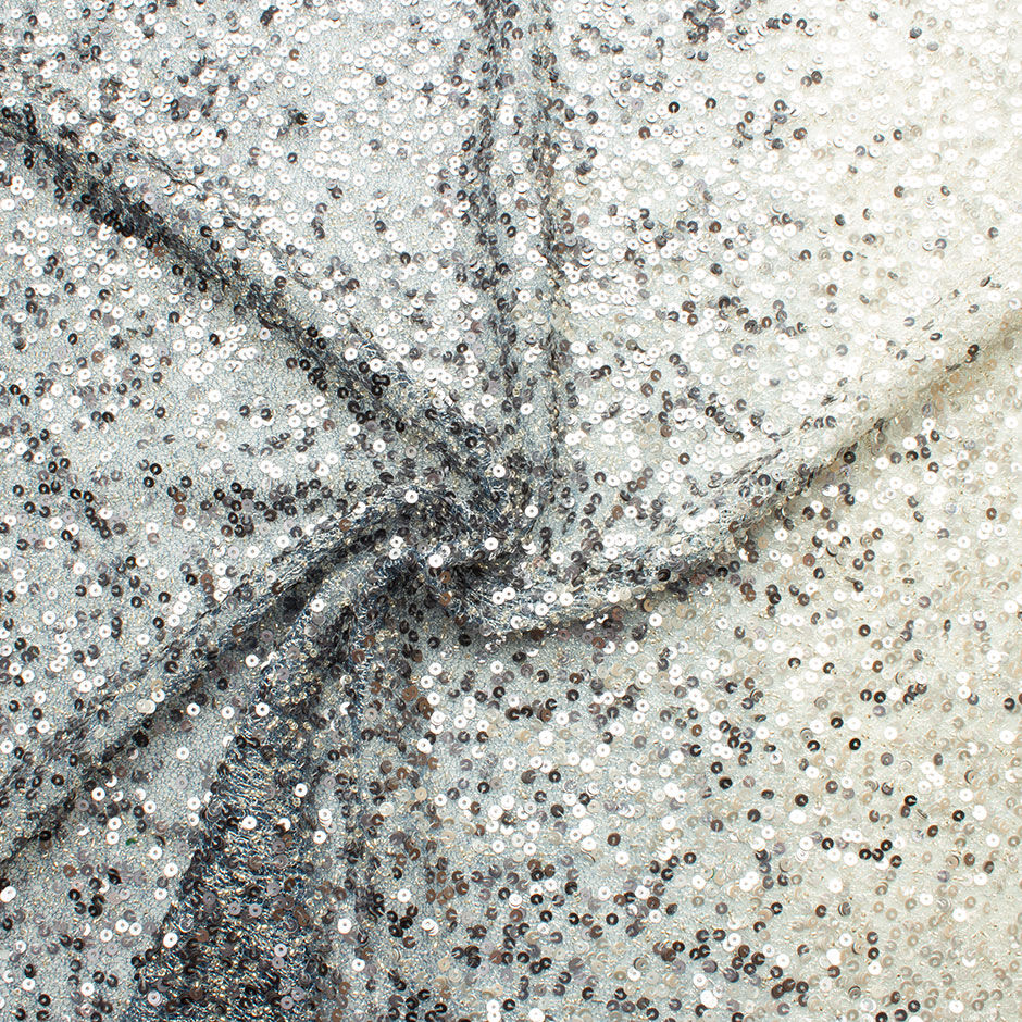 Silver & Grey Ombré Sequinned Mesh