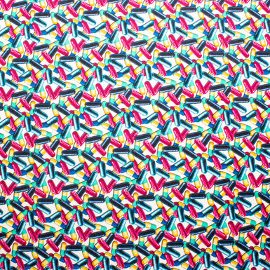 Multi-Coloured Pill Printed Silk Twill Fabric