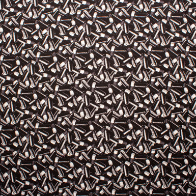 Black & Grey Pill Printed Silk Twill Fabric