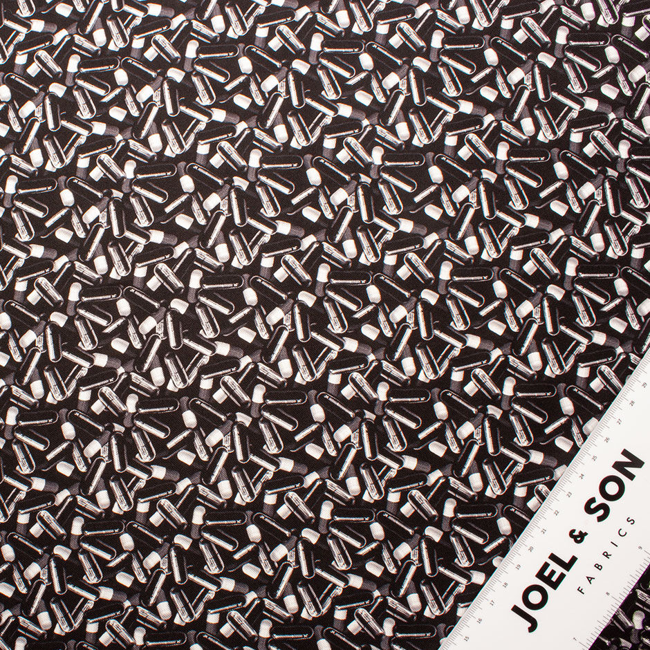 Black & Grey Pill Printed Silk Twill Fabric