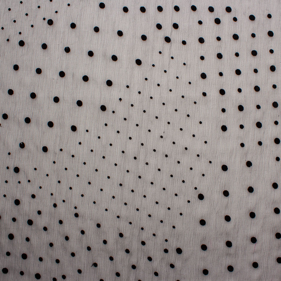 Midnight Blue Flocked Spot Crinkled Silk Chiffon