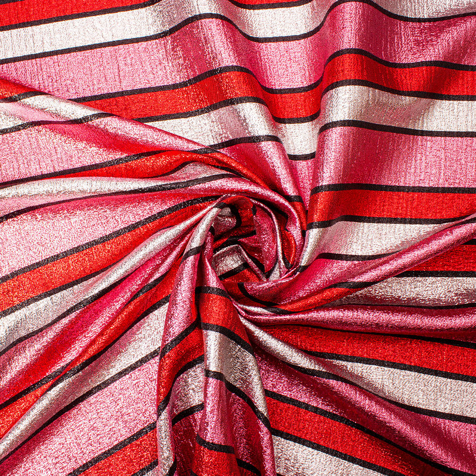 Candy Striped Silk Chiffon Lamé