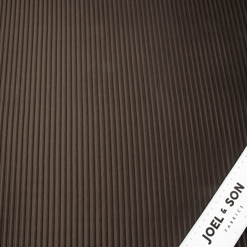 Brown Ridged Stretch Polyester